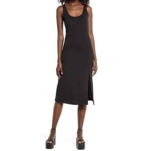 Open Edit Scoop Neck Stretch Jersey A-Line Midi Dress Black Women's Medium NWT